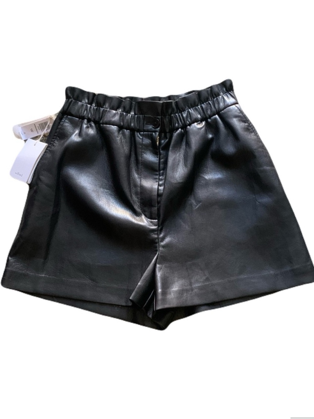 NWT Aritzia Wilfred Women’s Size 10 Soft Black Faux High Waisted Leather Shorts